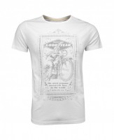 MOTORCYCLE T-shirt męski Slim Fit 4020 Kremowy
